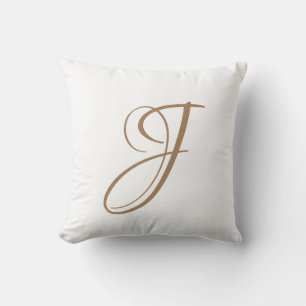 Letter J Monogram Initial Custom Throw Pillow