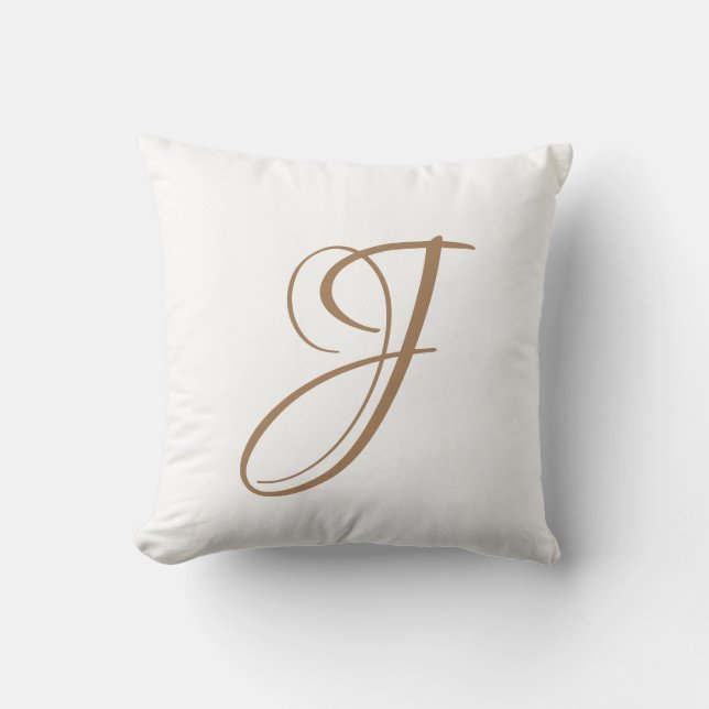 Letter J Monogram Initial Custom Throw Pillow (Front)