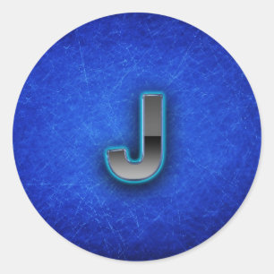 Letter J - neon blue edition Classic Round Sticker