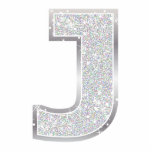 Letter J Photo Sculpture Ornament<br><div class="desc">Letter J silver faux glitter ornament</div>