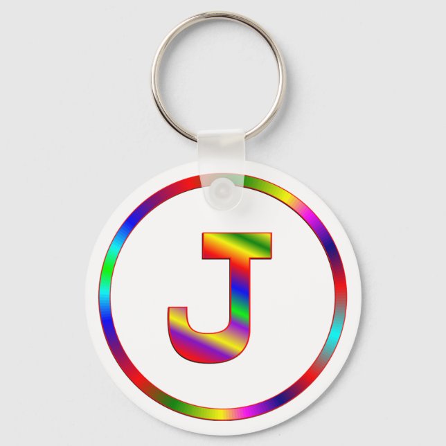 Letter J Rainbow Keychain (Front)