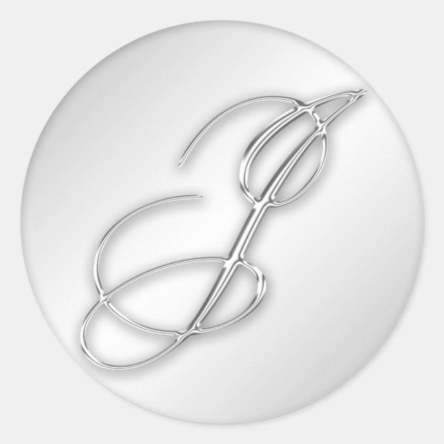 Letter J script initial faux silver monogram favou Classic Round Sticker (Front)