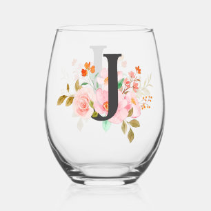 Letter J Stemless Wine Glass