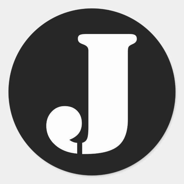 Letter J Stencil Alphabet by Janz Black Classic Round Sticker (Front)