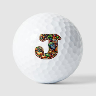 Letter J Thanksgiving style gift Golf Balls