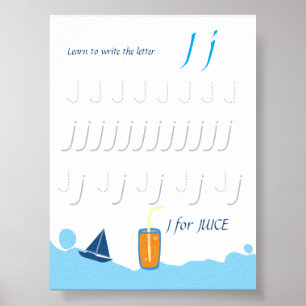 Letter J Tracing Poster for Kids