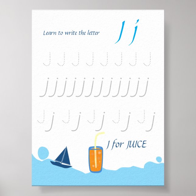 Letter J Tracing Poster for Kids (Front)