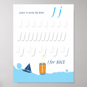 Letter J Tracing Poster for Kids