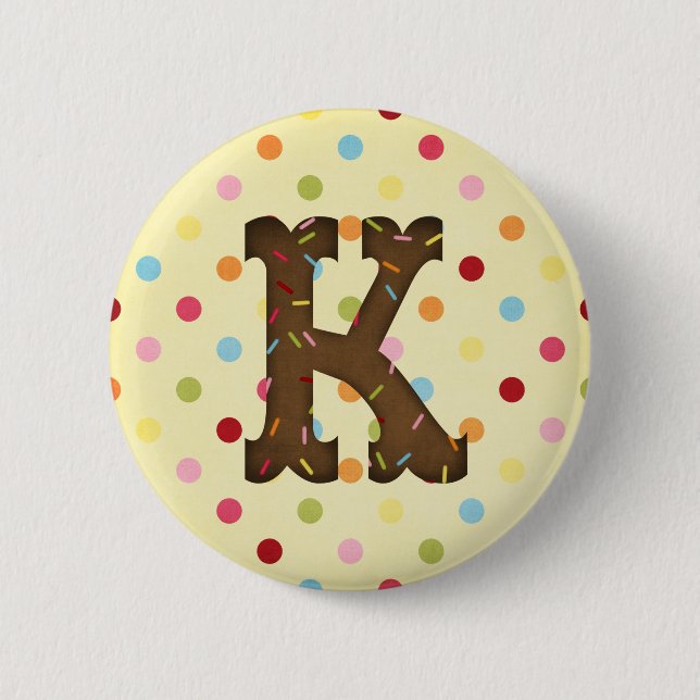 Letter K 2 Inch Round Button (Front)