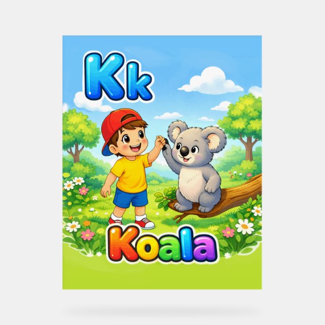 Letter K Alphabet Poster – K is for Koala  (Front)
