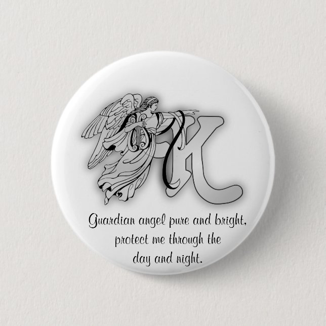 Letter K angel monogram alphabet initial 2 Inch Round Button (Front)