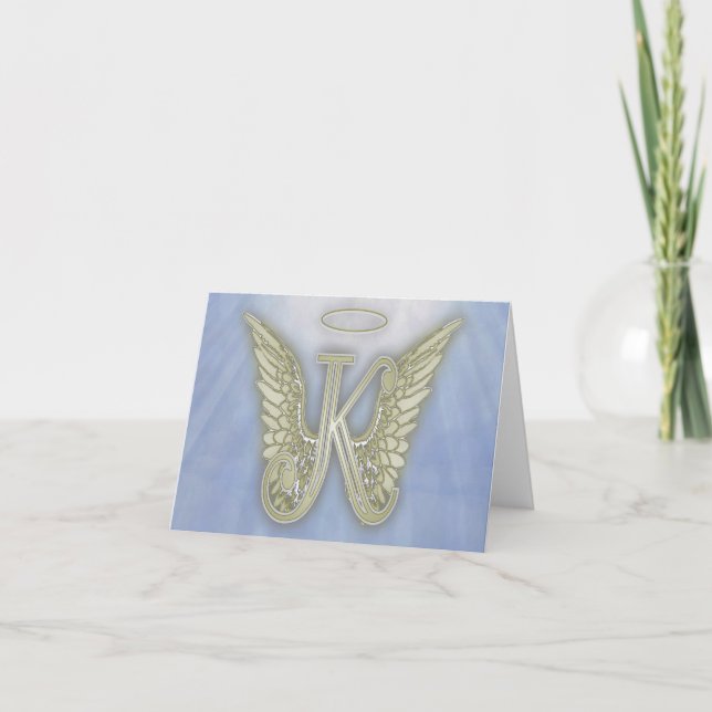 Letter K Angel Monogram Note Card (Front)