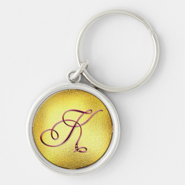 Letter K Burgundy Faux Pearl Keychain (Front)