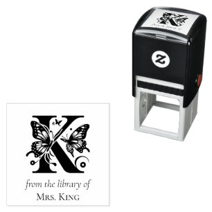 Letter K Butterfly Monogram From the Library Of Self-inking Stamp