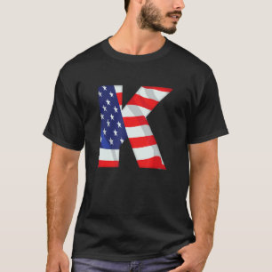 Letter K Capital Alphabet Usa American Flag Monogr T-Shirt
