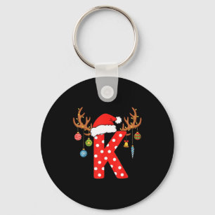 Letter K Christmas Monogram Alphabet Initial Ornam Keychain