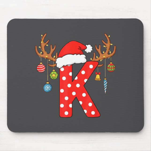 Letter K Christmas Monogram Alphabet Initial Ornam Mouse Pad (Front)