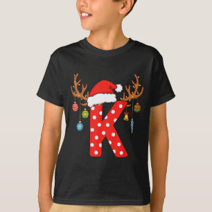 Letter K Christmas Monogram Alphabet Initial Ornam T-Shirt