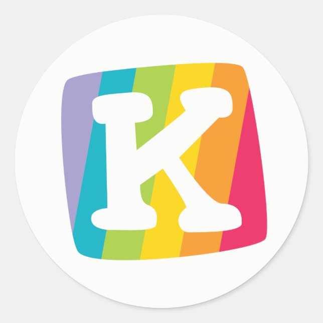 Letter K colourful stripe box monogram sticker (Front)