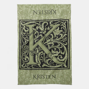 Letter K First Letter Monogram Personalized Kitchen Towel