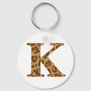 Letter K First Name Monogram Initial Leopard Print Keychain