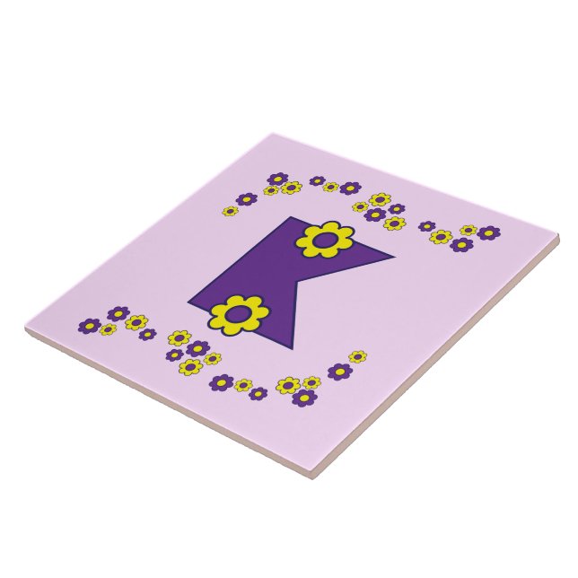 Letter K in Flores Purple Monogram Tile (Side)