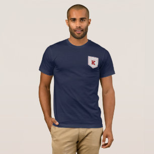 Letter K - Initial Name Alphabet Pocket Side Left T-Shirt