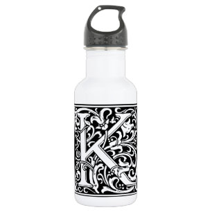 Letter K Medieval Monogram Art Nouveau 532 Ml Water Bottle