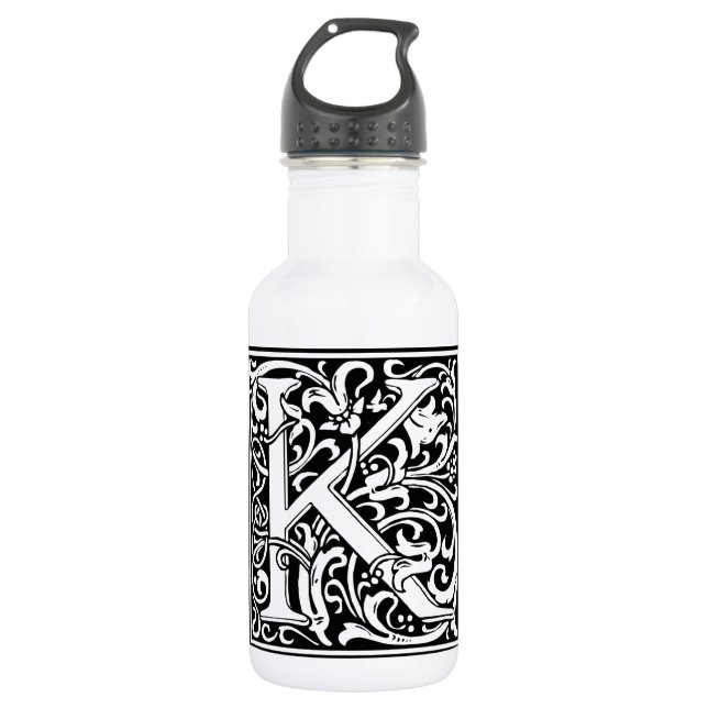 Letter K Medieval Monogram Art Nouveau 532 Ml Water Bottle (Front)
