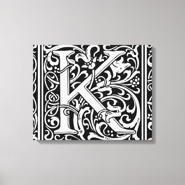 Letter K Medieval Monogram Art Nouveau Canvas Print (Front)