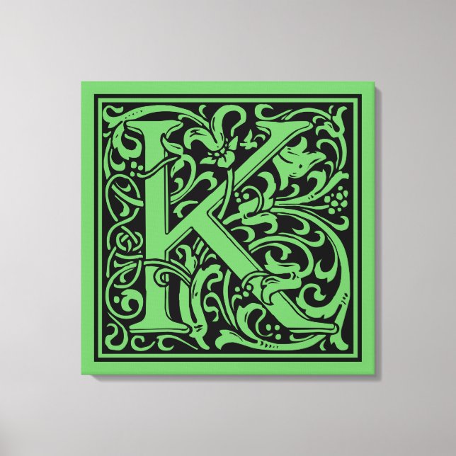 Letter K Medieval Monogram Art Nouveau Canvas Print (Front)