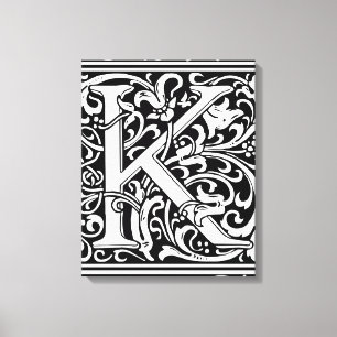 Letter K Medieval Monogram Art Nouveau Canvas Print