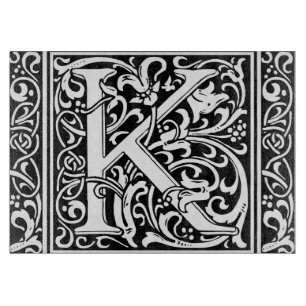 Letter K Medieval Monogram Art Nouveau Cutting Board