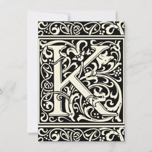 Letter K Medieval Monogram Art Nouveau Invitation