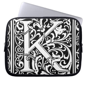 Letter K Medieval Monogram Art Nouveau Laptop Sleeve