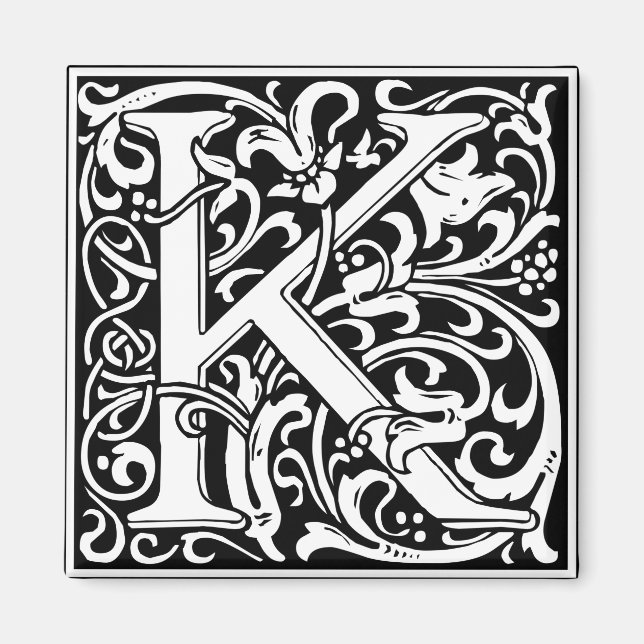 Letter K Medieval Monogram Art Nouveau Magnet (Front)