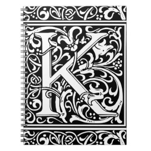 Letter K Medieval Monogram Art Nouveau Notebook