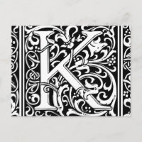 Letter K Medieval Monogram Art Nouveau