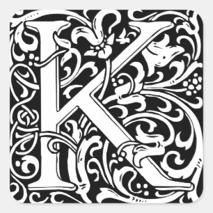 Letter K Medieval Monogram Art Nouveau Square Sticker