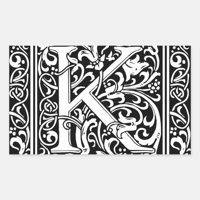 Letter K Medieval Monogram Art Nouveau Sticker (Front)