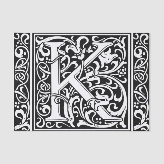 Letter K Medieval Monogram Art Nouveau Tissue Paper (Front)