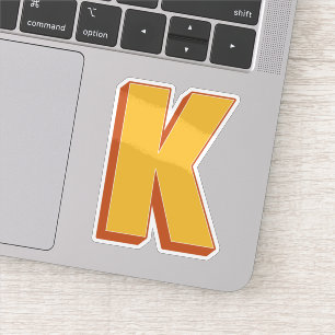 Letter K Monogram, Bold 3D Type Font Initial 