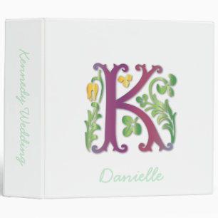 Letter K Monogram Fleur de lis Binder