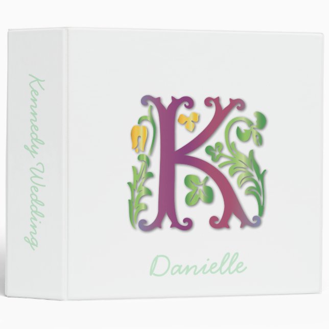 Letter K Monogram Fleur de lis Binder (Front/Spine)