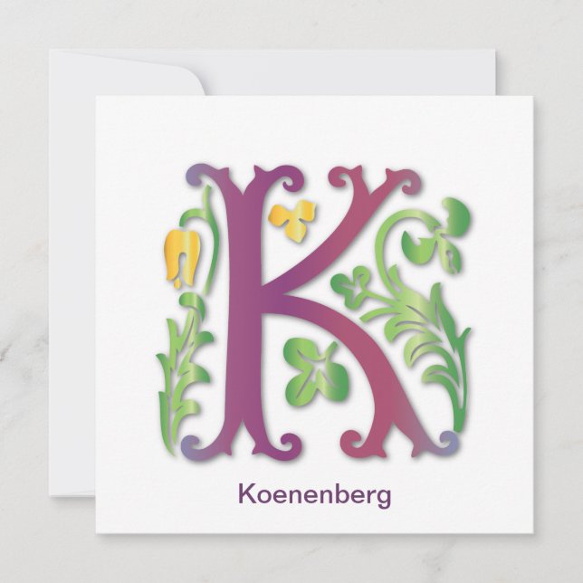 Letter K Monogram Fleur de lis Invitation (Front)