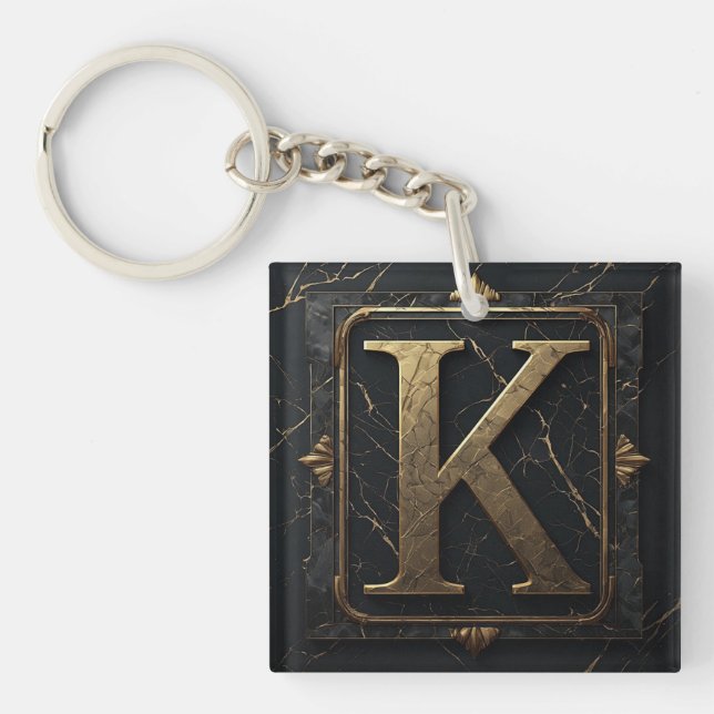 🔑 Letter K Monogram Gift For Him 🎁 Keychain (Front)