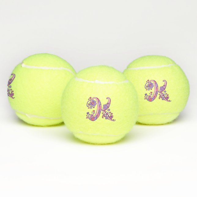 Letter K monogram girls personalized doodle art  Tennis Balls (Multi)