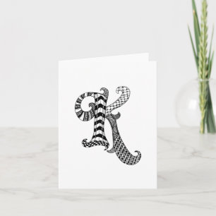 Letter K Monogram in Black and White Note Card