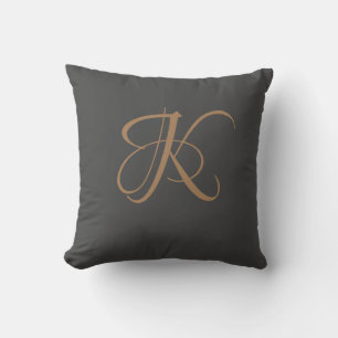 Letter K Monogram Initial Custom Throw Pillow