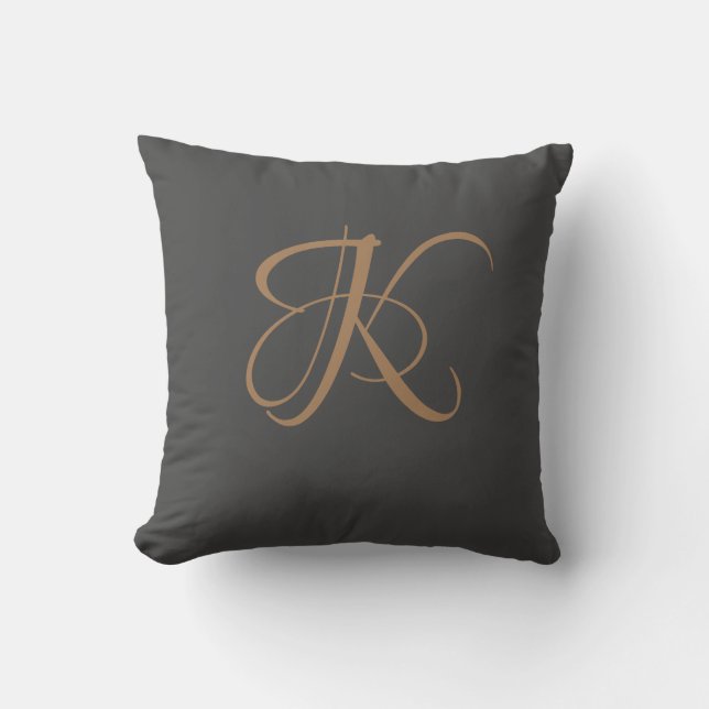 Letter K Monogram Initial Custom Throw Pillow (Front)